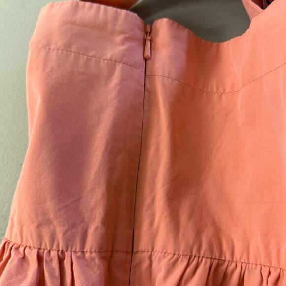 THREE GRACES LONDON Cosette Tiered Cotton-poplin Midi Dress Coral Pink size 12 - Picture 4 of 6